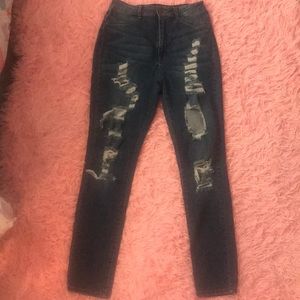 Fashion Nova High Rise Ripped Jeans